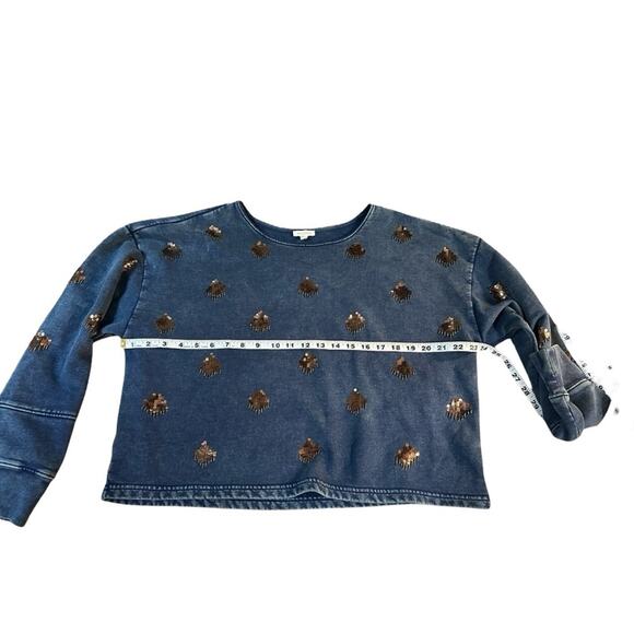 Pilcro by Anthropologie Navy Blue Sequin Embellished Sweatshirt – Size L - Picture 6 of 10